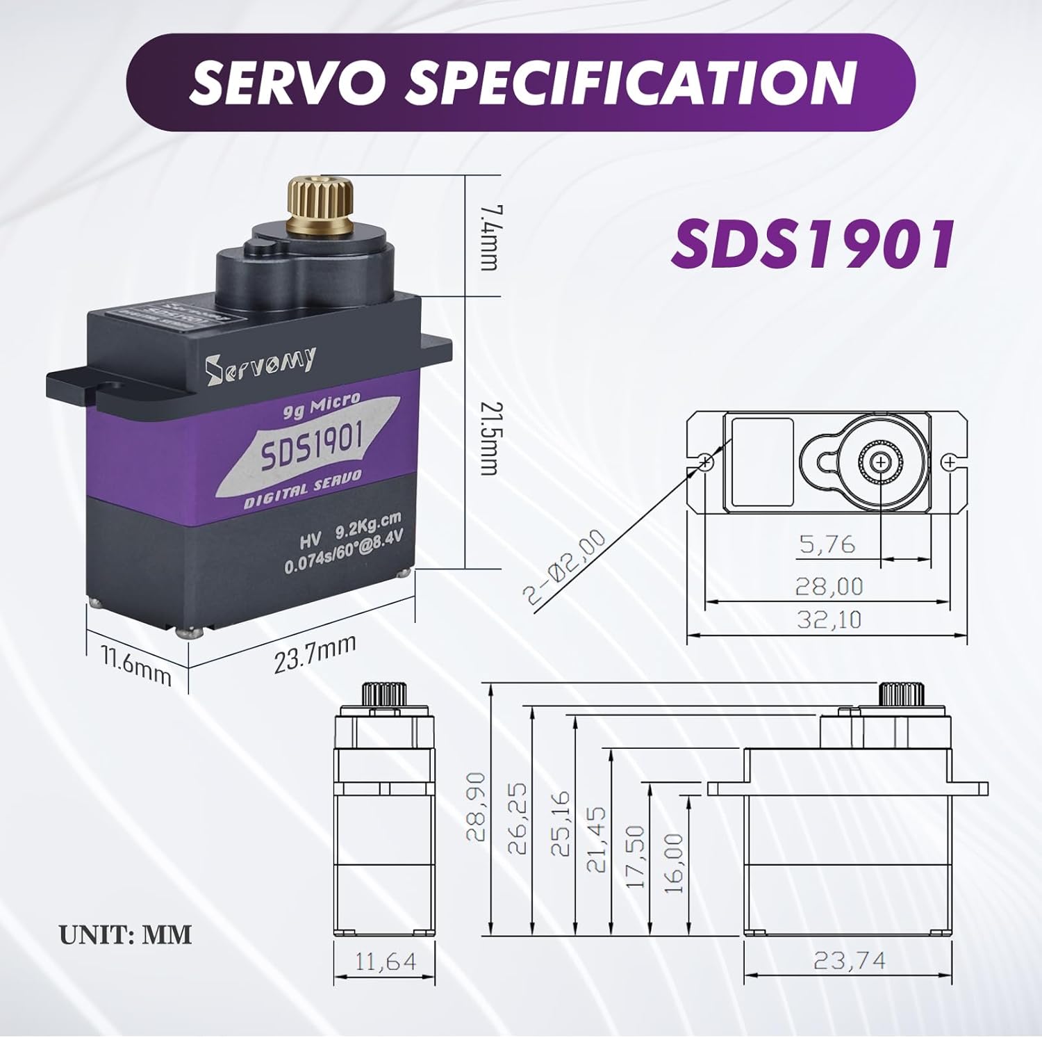 SERVOMY-SDS1901 Digital 9G Mic - Sg90 Servo 评论和价格