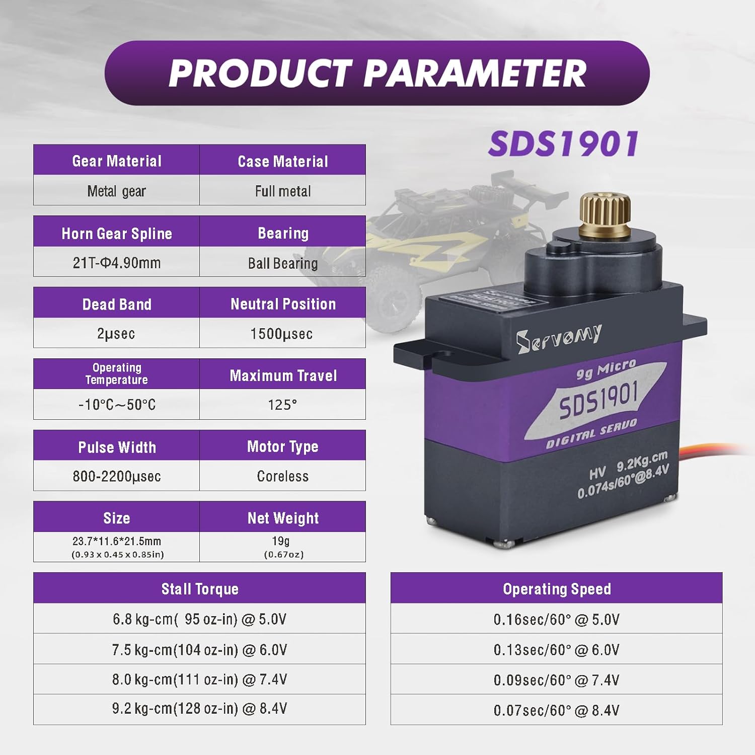 SERVOMY-SDS1901 Digital 9G Mic - Sg90 Servo 评论和价格